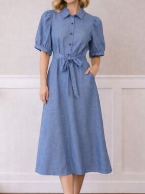 Ann Taylor  Medium Chambray blue midi dress